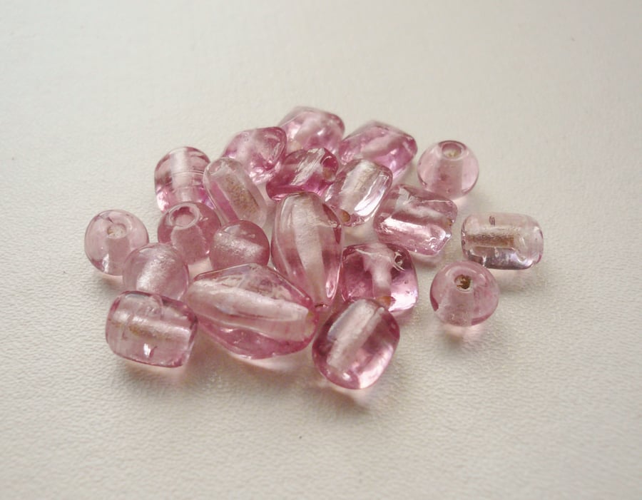 20 Pale Pink Indian Glass Bead Mix