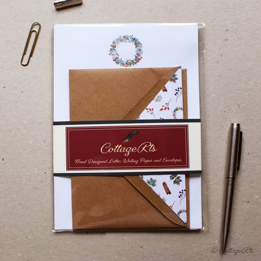 Christmas Letter Writing Paper - Christmas Writing Set - By CottageRts