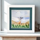 Seagull Desk Art - Original Watercolour - Framed Beach Glass Gift for Friends