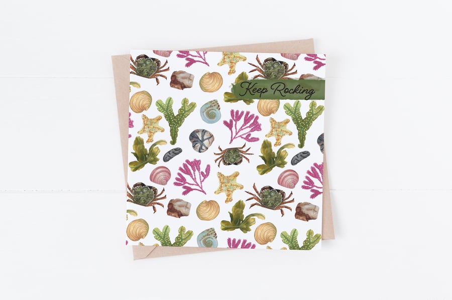 Rock pool seashore birthday card