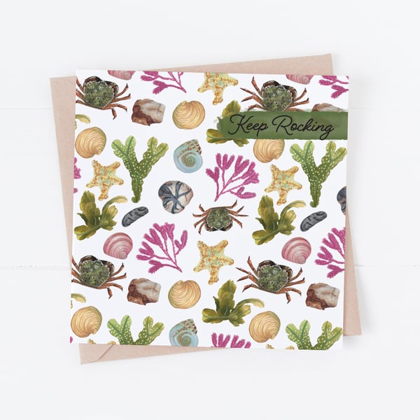 Rock pool seashore birthday card