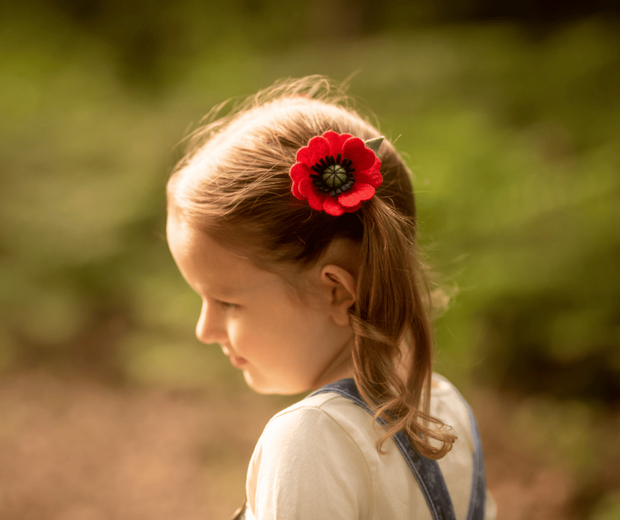 Poppy Hair Clip Set, Pigtail Clips, Flower Hair Pins