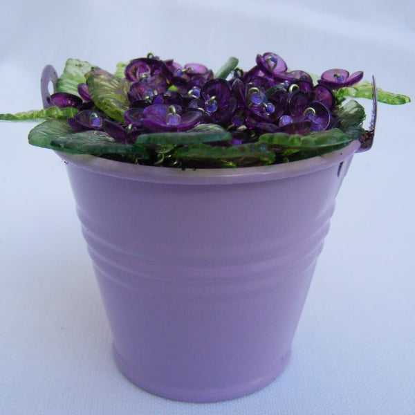 Bucket of Violets home decoration