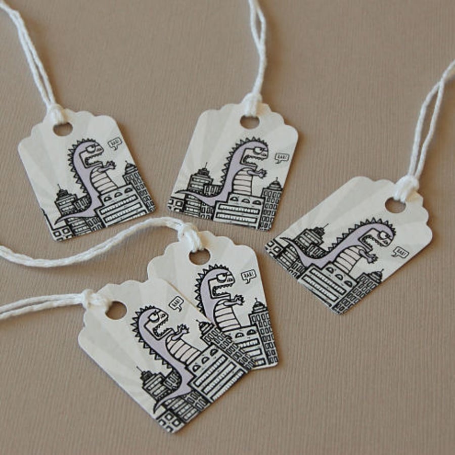 godzilla decorative gift tags
