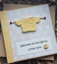 Yellow Welcome to the World New Baby Card with Small Knitted Jumper Size 5" x 5"