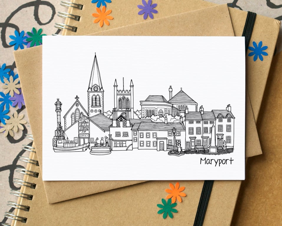 Maryport Cumbria Skyline Greetings Card