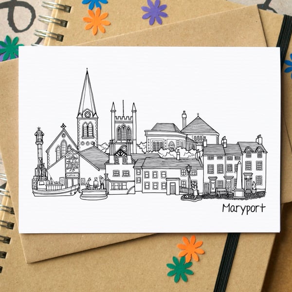 Maryport Cumbria Skyline Greetings Card