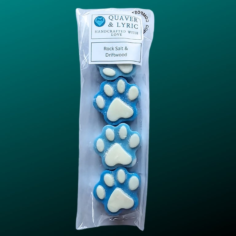 Scented Soy Wax Melt Paws Two Tone 4 Pack Rock Salt and Driftwood Fragrance Gift