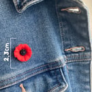 Handmade Red Flower Pin Brooch, Red Poppies Pin Badge, Papaver Rhoeas