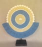 Blue, Off White & Shell Semi Circle Macrame Wall, Shelf & Console Table Decor - Image 2