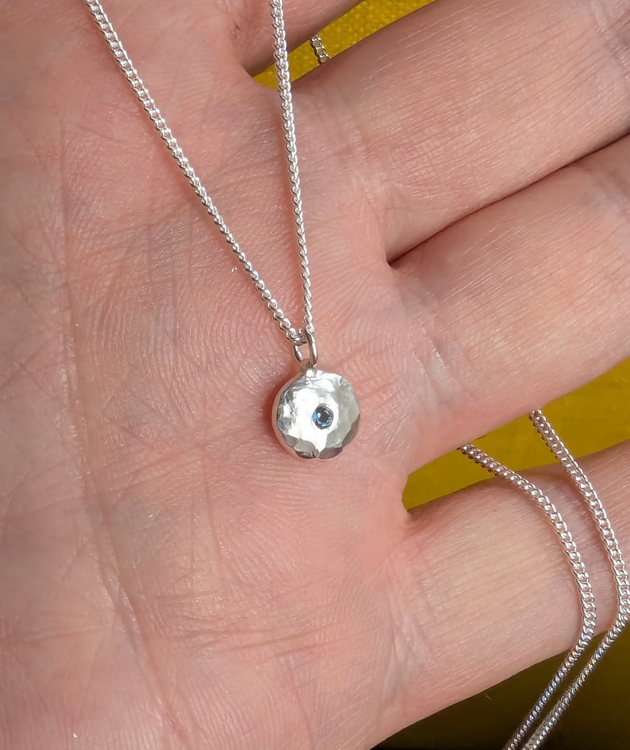 STERLING SILVER Topaz Pebble Pendant, Handmade Urban Jewellery