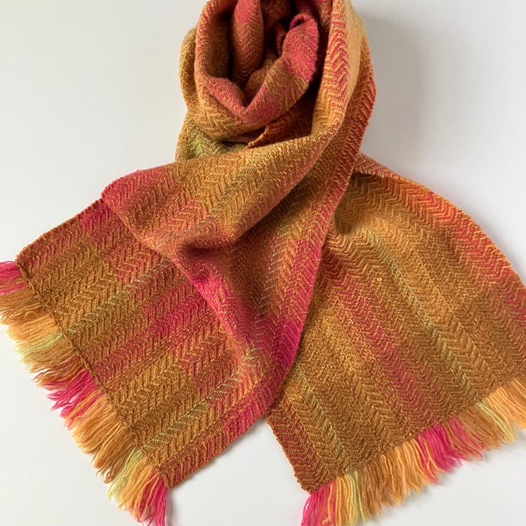 Harvest Musing i - Contemporary Handwoven Lambswool Scarf 