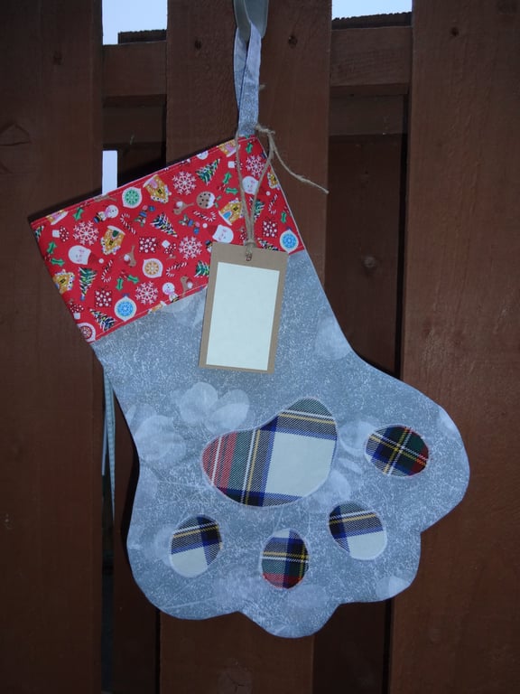 Christmas Pawprint Stocking (free postage UK)