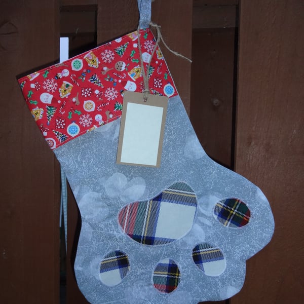 Christmas Pawprint Stocking (free postage UK)