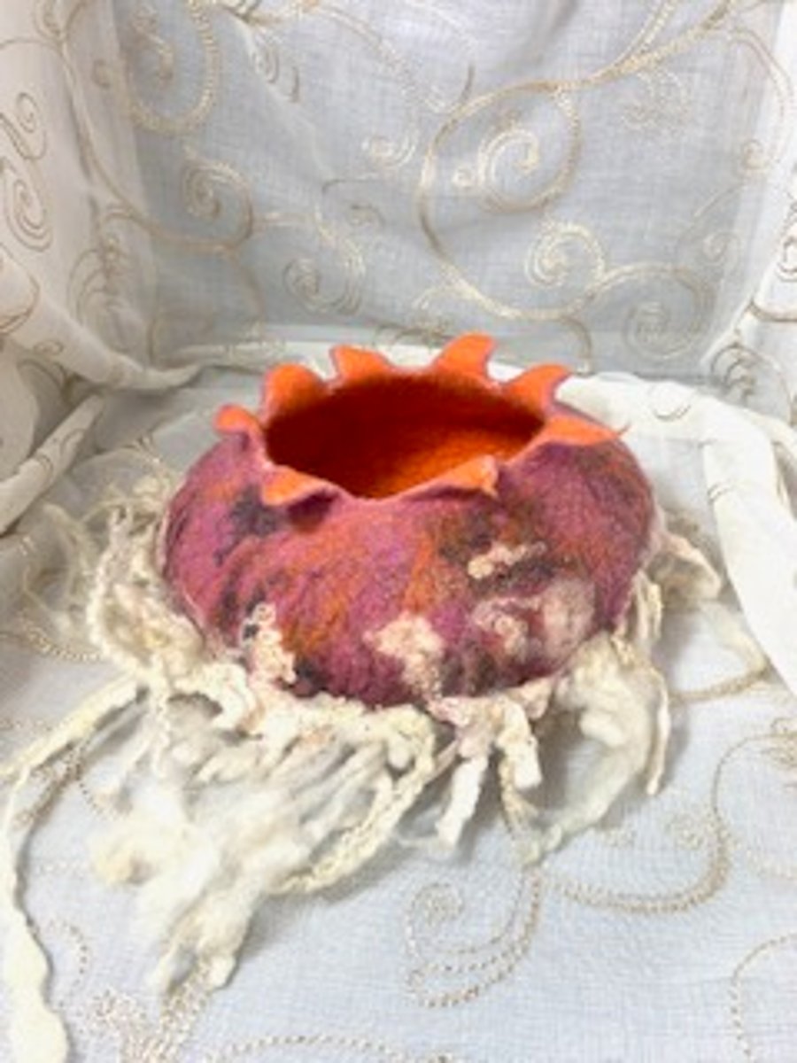 Pink Hand Felted Bowl Seconds Sunday Piece