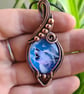 Howling Wolf Animal Glass & Copper Blue Pendant Necklace Summer Seconds - Image 2