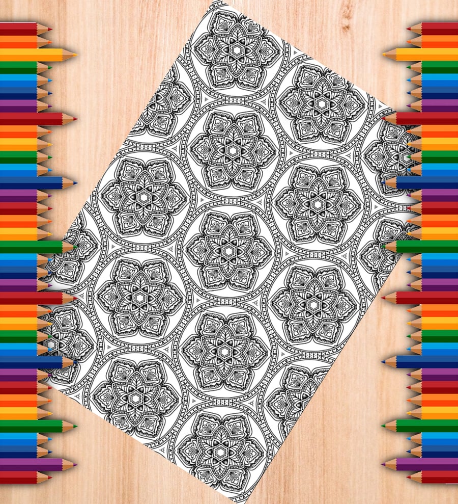Digital Colouring Pack - Tiled Patterns Pack 2