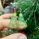 Cute Shimmering Christmas Tree Earrings 