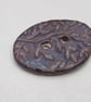 Large Dark Amethyst Sprig Oval Handmade Ceramic Button - Image 2