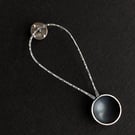 Oxidised silver spoon pin brooch with hammered detail.