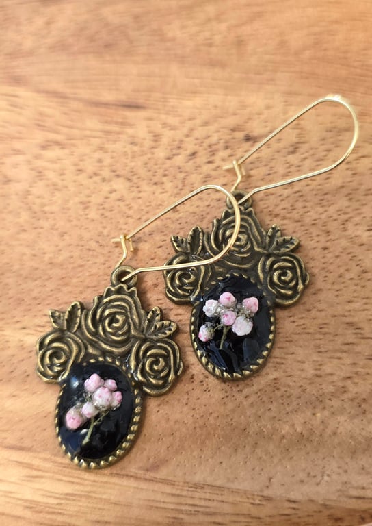 Resin Earrings with Real Dried Flowers