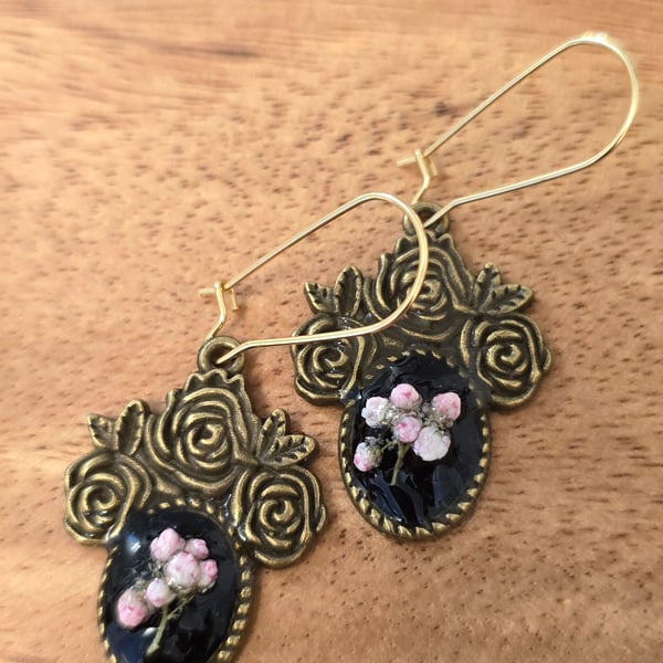 Resin Earrings with Real Dried Flowers