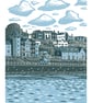 Filey A3 poster-print (dark grey and light blue)
