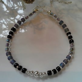 Sparkley Black & Blue Dainty Skinny Bracelet MEDUIM SIZE (HELP A CHARITY)