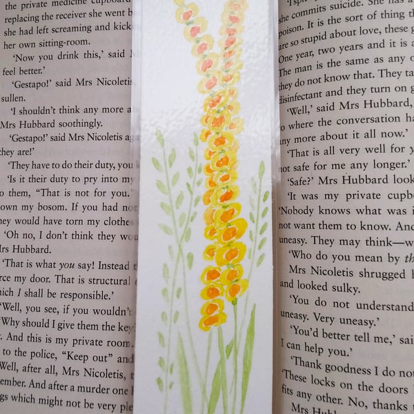 Original Hand Painted Yellow Flower Bookmark