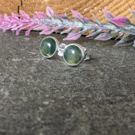 Recycled Handmade Sterling Silver Moss Agate Stud earrings