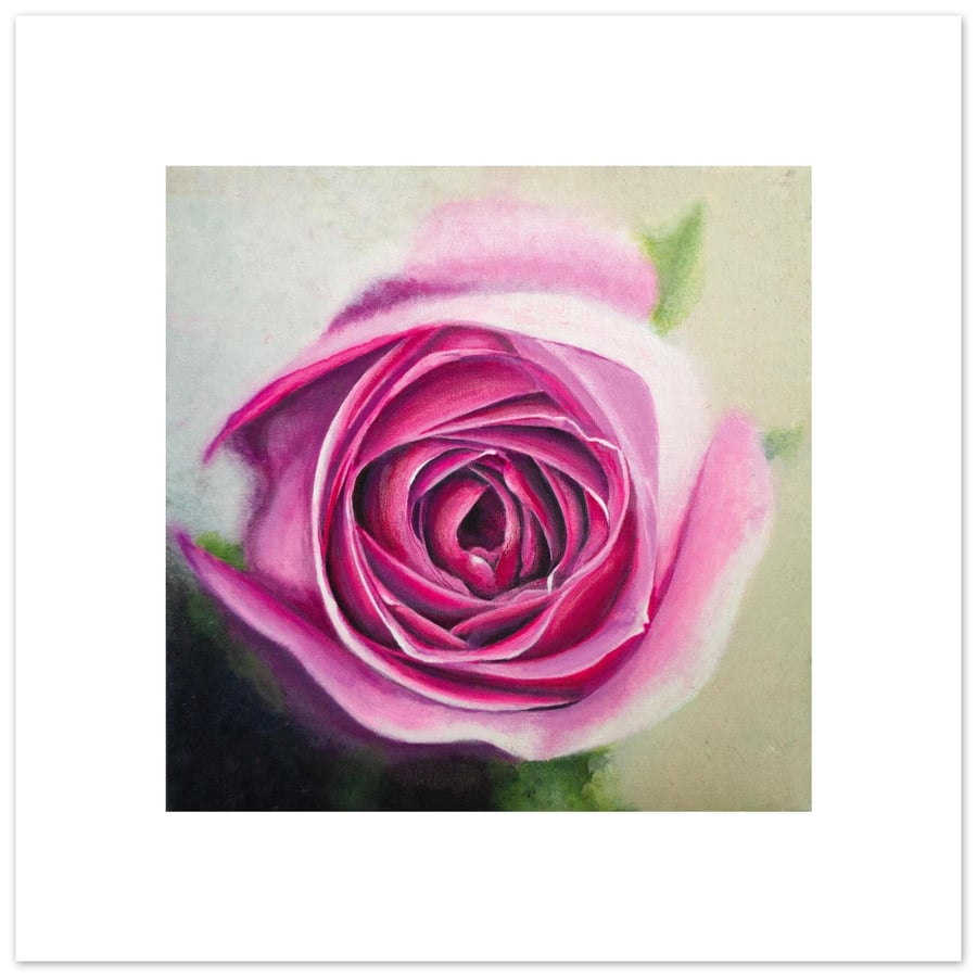 Pink Rose Art Print – Floral Wall Art – Botanical Giclée Print (Unframed)