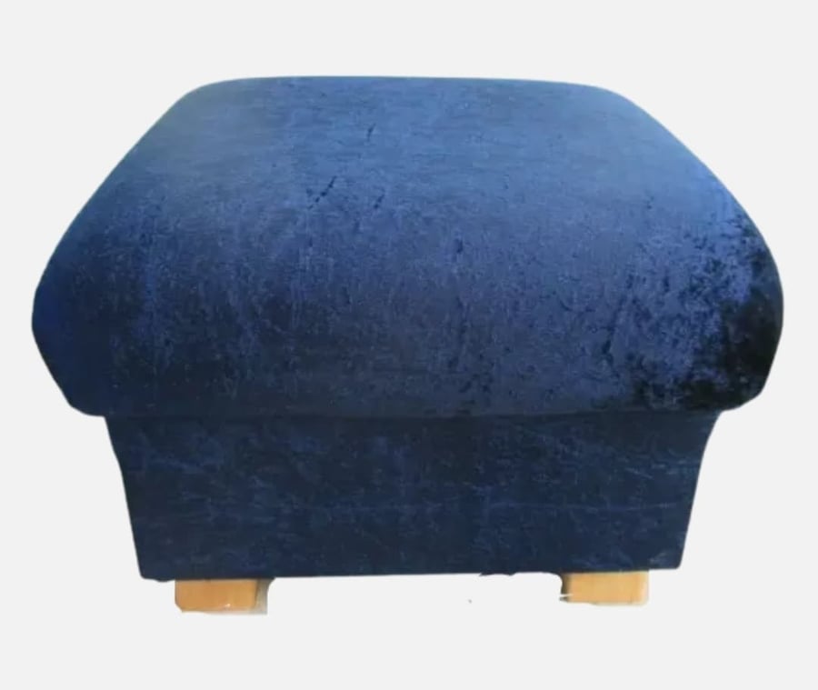 Storage Footstool Plain Navy Blue Velvet Fabric Pouffe Footstall Ottoman