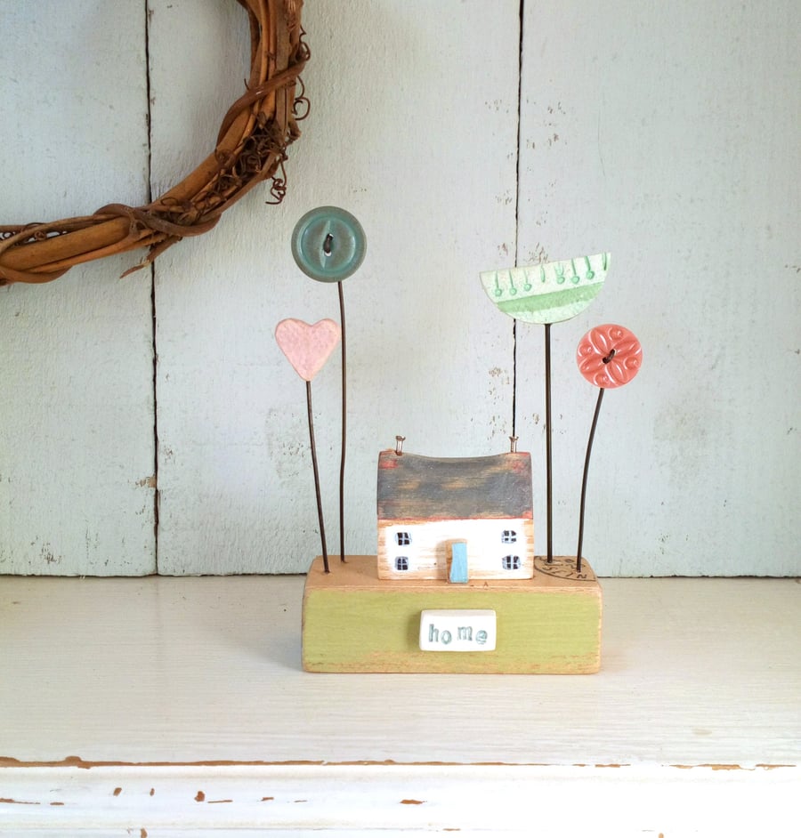 SALE - Little wooden house with flower garden 'home'