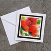 Floral Abstract Handpainted Blank Card Of Wildflower Red Poppies. Notelet