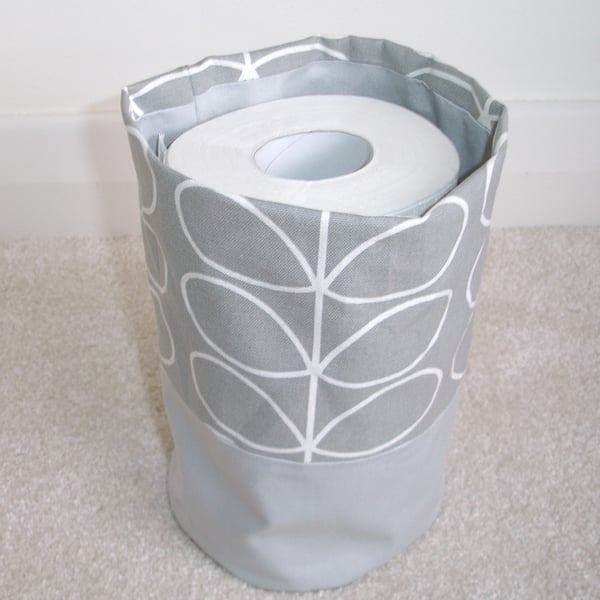 Toilet Roll Holder 2 Loo Roll Storage Basket Light Silver Grey Stem Leaves