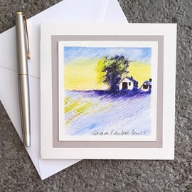 Blank Handpainted Card. Frosty Morning. The Card That's Also A Keepsake