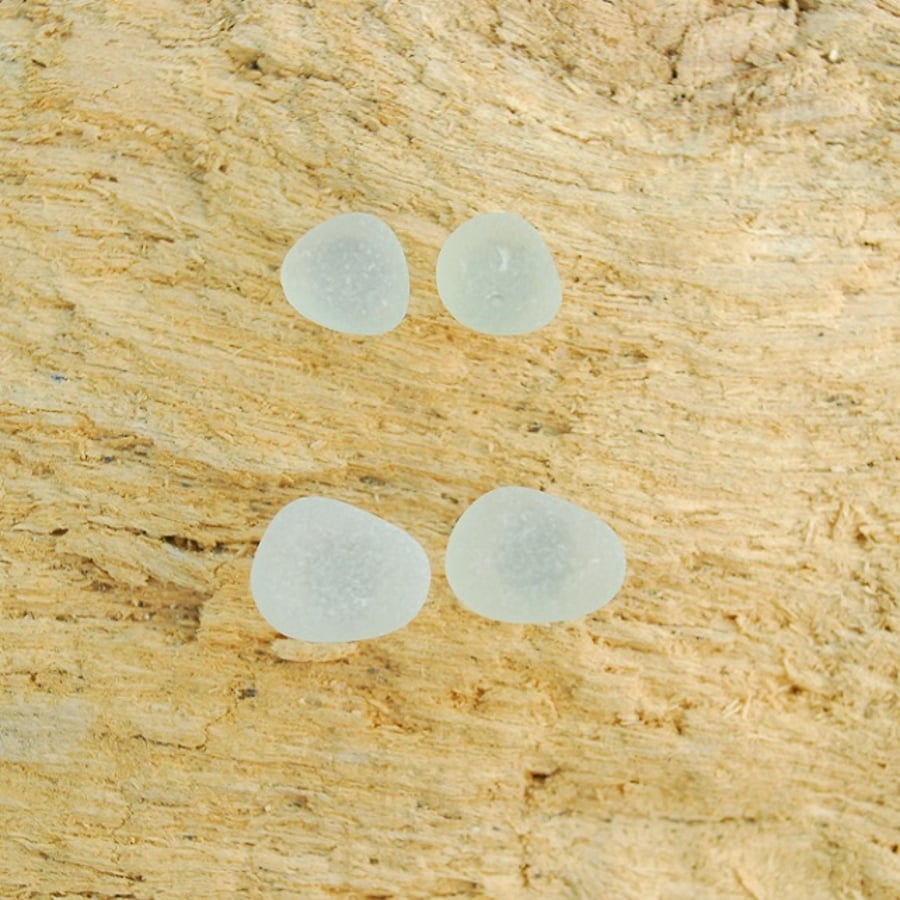 Pale aquamarine sea glass ear studs