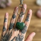 Minimalist Forest Green Stone Heart Keychain - Ritual-Craft Talisman