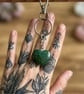 Minimalist Forest Green Stone Heart Keychain - Ritual-Craft Talisman