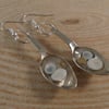 Upcycled Silver Plated Sugar Tong Spoon Shells in Resin Drop Earrings SPE051901