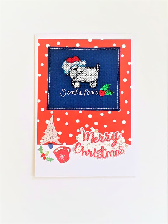Christmas Scottie Dog in a Hat Christmas Card