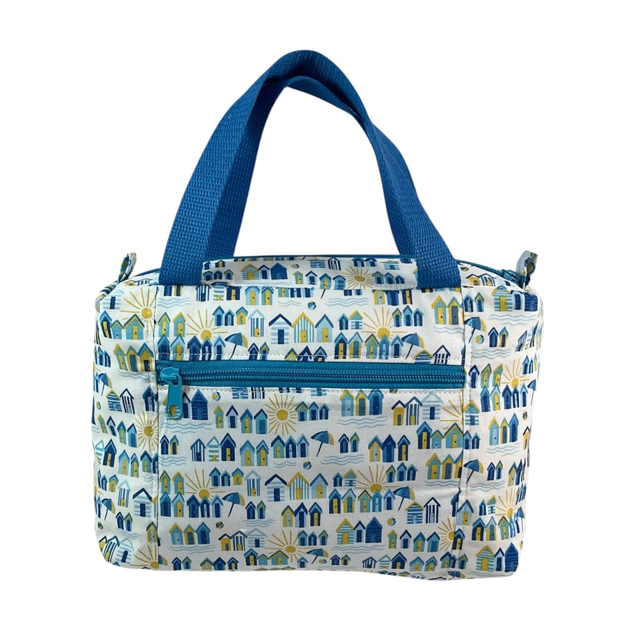 Large boxy wash bag in Liberty beach hut print,  toiletries bag with handles 