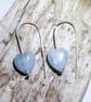 Aquamarine Hearts on Sterling Silver Earrings (ERGSDGBL1) - UK Free Post - Image 1