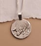 Pig Engraved Sterling Silver Coin Necklace