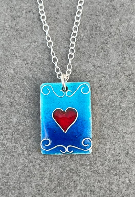 Enamel Pendant, Alice in Wonderland Pendant, rectangle pendant, enamel, gift , 