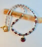 Czech Glass Pearl Necklace With Crystals & Glass Disc Pendant- Handmade In Devon - Image 4