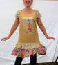 Persian Piri Event Dress. Ocre and deep pink. - Image 2