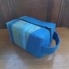 Wool and tartan  cosmetic or toiletry bag