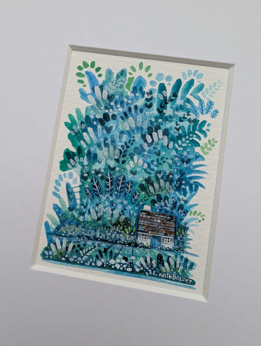 An Ode to Hidden Cottage - Original miniature. A5 Mounted. Mixed Media