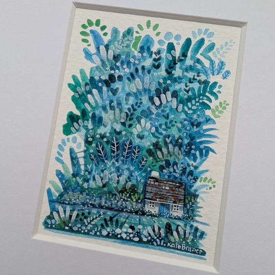 An Ode to Hidden Cottage - Original miniature. A5 Mounted. Mixed Media